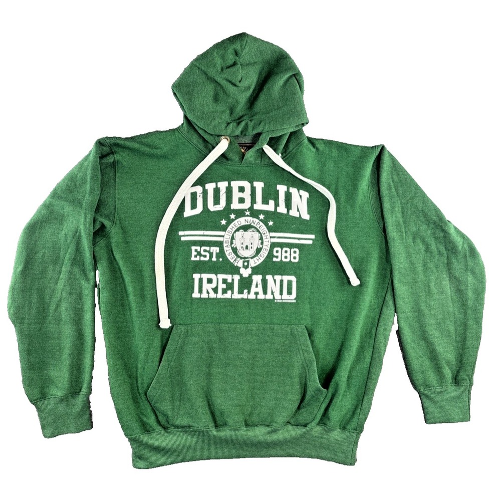 Irish Connexxion Hoodie Mens L Green Dublin Ireland Graphic Pullover Sweatshirt